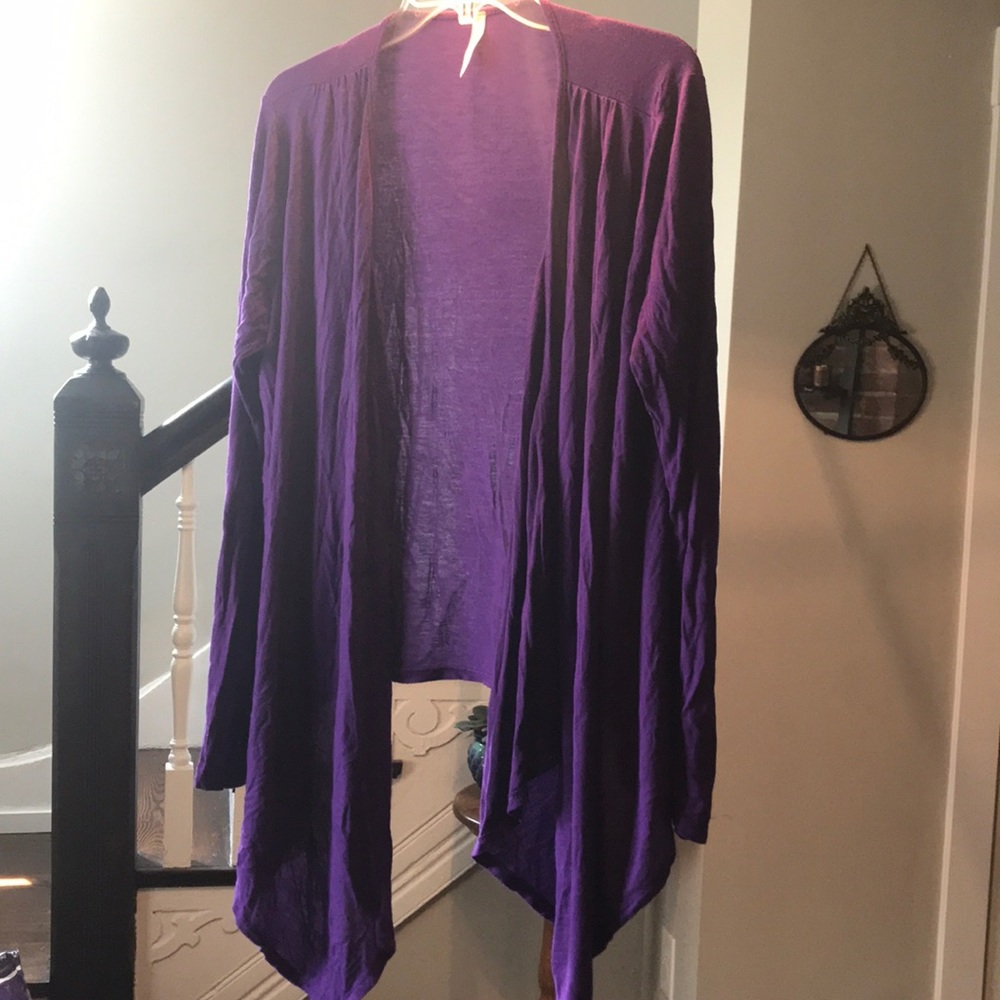 Vibrantly colored open front drape cardigan